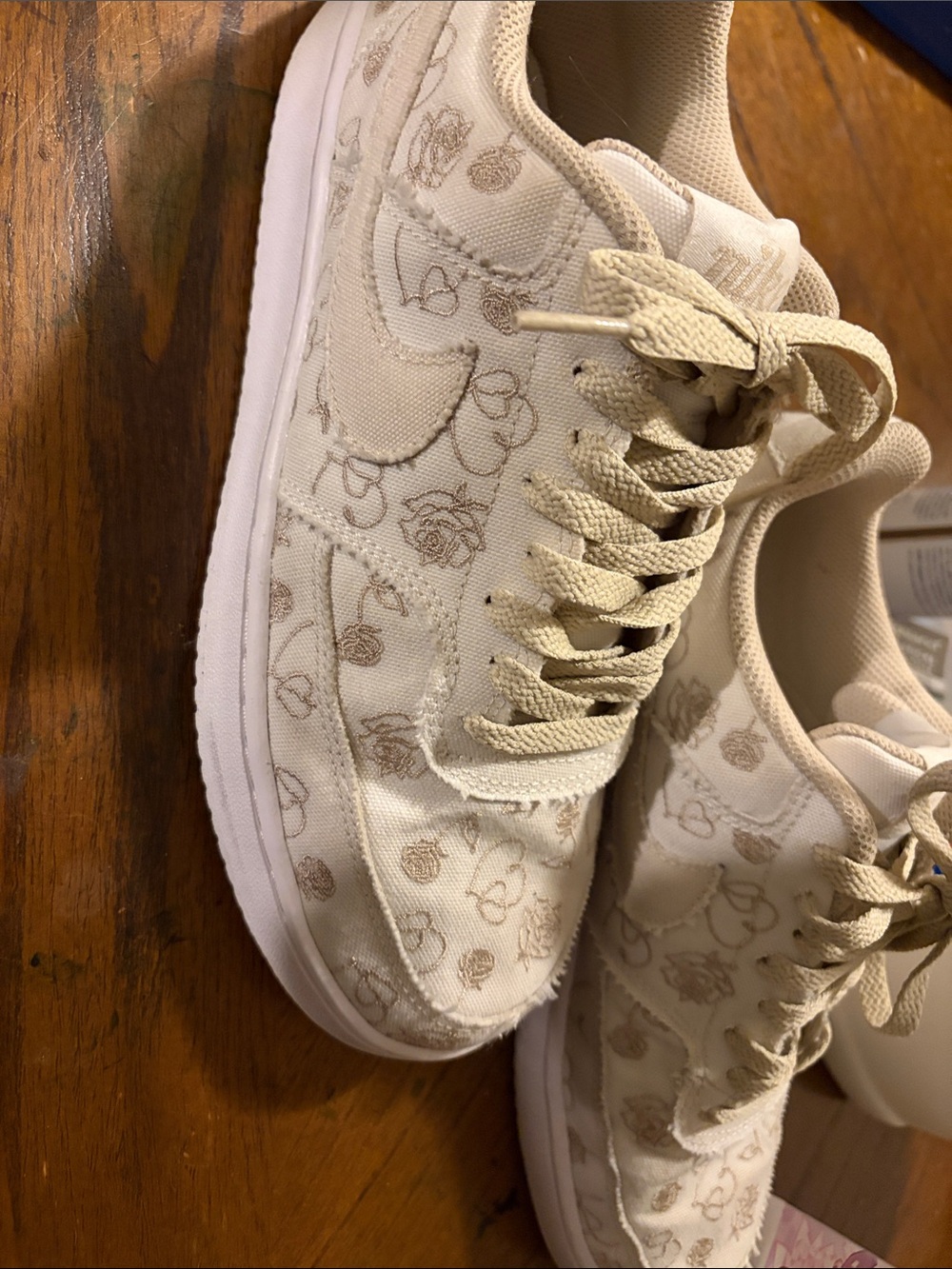Nike Women's Cream Floral Canvas Sneakers - Light Beige Accents